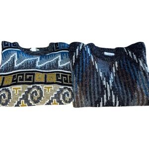 Vintage Lot 2 90s Grandpa Geometric Sweaters Acrylic 
USA made Vibrant Colors